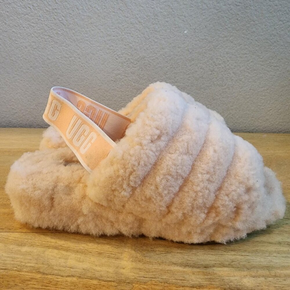 UGG Fluff Yeah Slide Slippers Womens Size 5 Shearling Platform Fuzzy 1095119